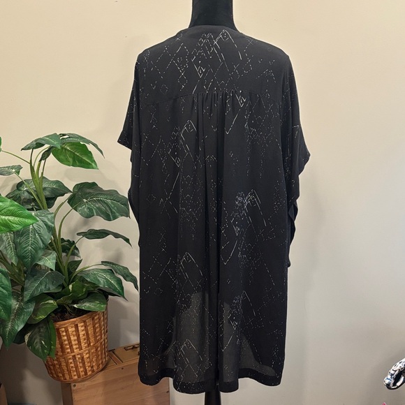 Eileen Fisher Black Printed Silk Tencel Marrakesh Kimono - Picture 6 of 11